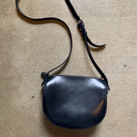 A.P.C. Demi Lune Half Moon Navy Leather Bag - Picture 3 of 4